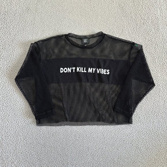 Riot Queen Mesh Top Gothic Crop Kawaii Japan Don’t Kill My Vibes Oversized - Picture 9 of 16